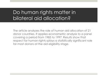 Do human rights matter in bilateral aid allocation?
