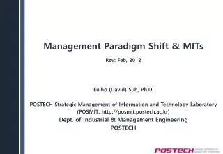 Management Paradigm Shift &amp; MITs