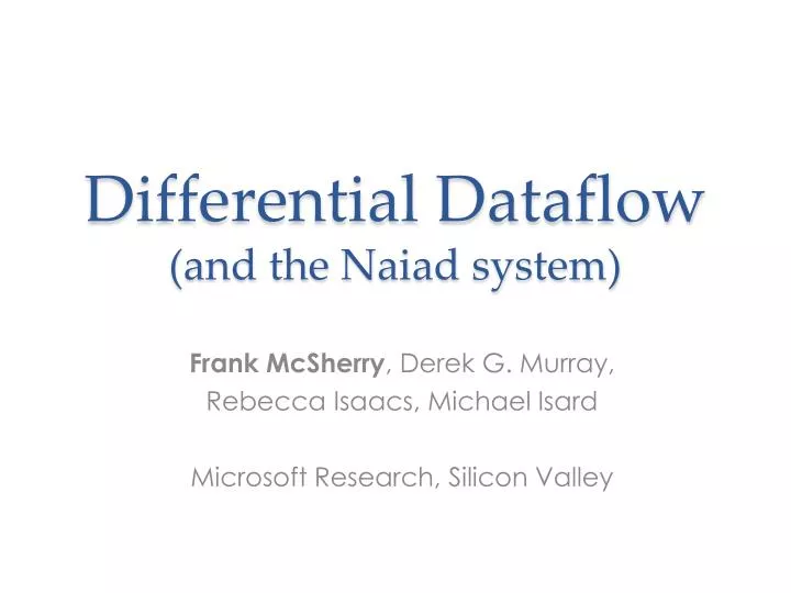 differential dataflow and the naiad system