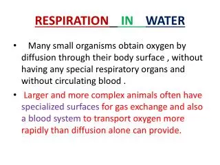 RESPIRATION IN WATER