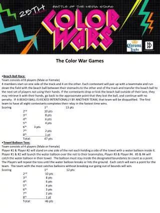 The Color War Games Beach Ball Race: Team consists of 8 players (Male or Female)