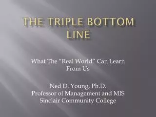 The Triple bottom Line