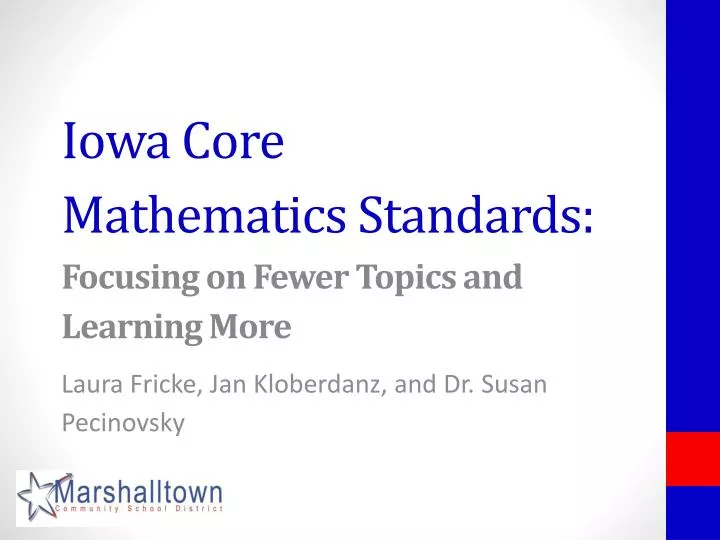 iowa core mathematics standards focusing on fewer topics and learning more