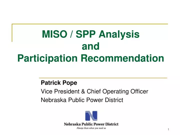 miso spp analysis and participation recommendation