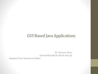 GUI Based Java Applications