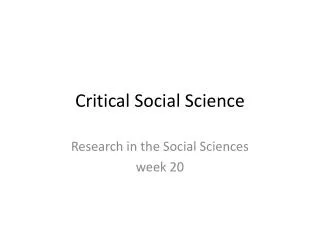 Critical Social Science