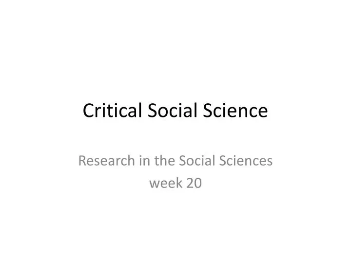 critical social science