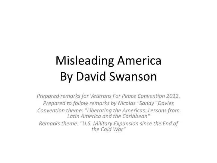 misleading america by david swanson
