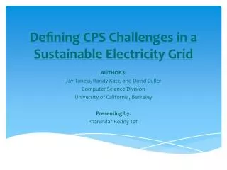 De?ning CPS Challenges in a Sustainable Electricity Grid