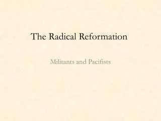 The Radical Reformation