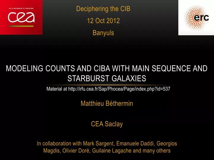 modeling counts and ciba with main sequence and starburst galaxies