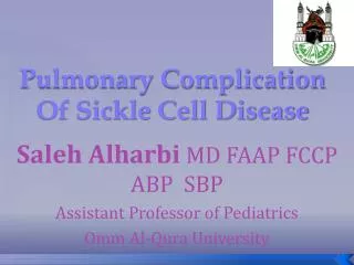 Pulmonary Complication Of Sickle Cell Disease