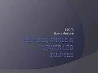 The Foot, ankle &amp; lower leg injuries