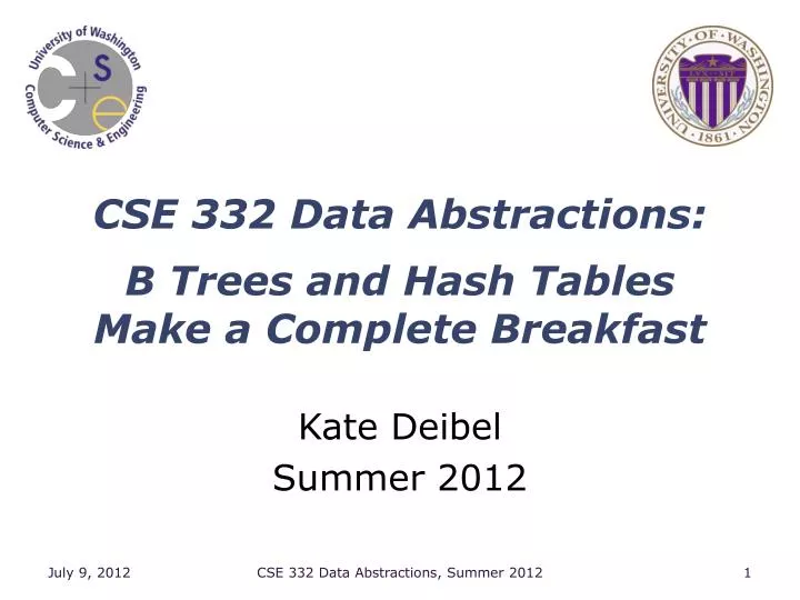 cse 332 data abstractions b trees and hash tables make a complete breakfast
