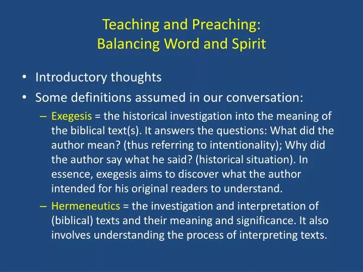 teaching and preaching balancing word and spirit