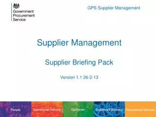 Supplier Management Supplier Briefing Pack Version 1.1 26-2-13
