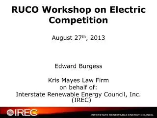 RUCO Workshop on Electric Competition