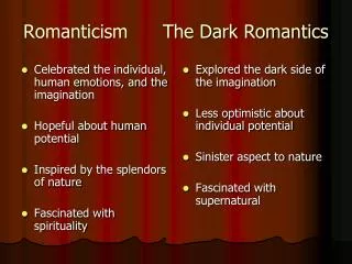 Romanticism The Dark Romantics