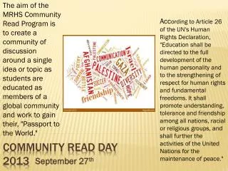 Community Read Day 2013