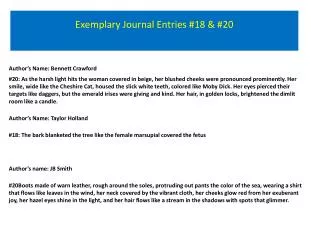 Exemplary Journal Entries #18 &amp; #20