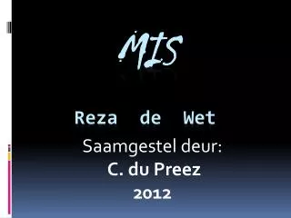 saamgestel deur c du preez 2012