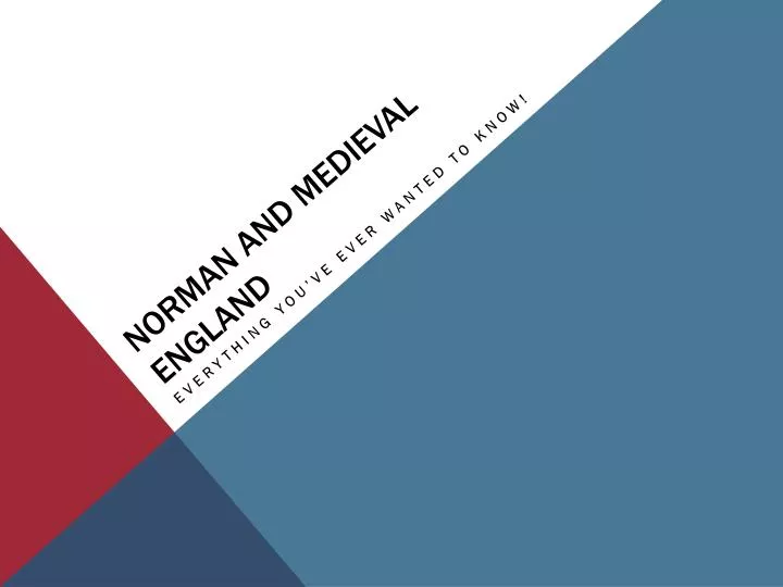 norman and medieval england
