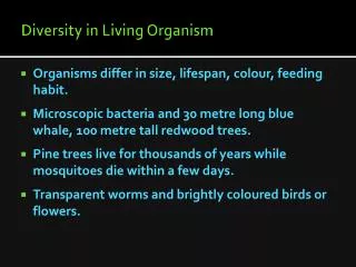 Diversity in Living Organism
