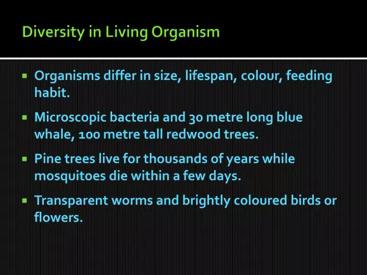 diversity in living organism