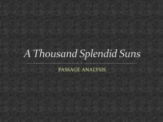 A Thousand Splendid Suns