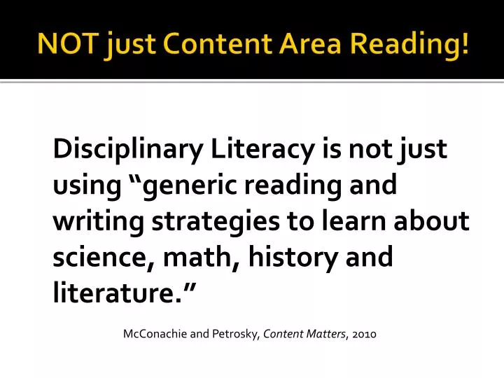 not just content area reading