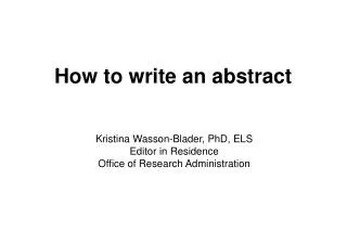 How to write an abstract