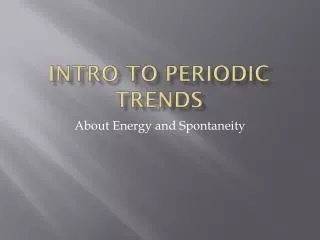 Intro to Periodic Trends