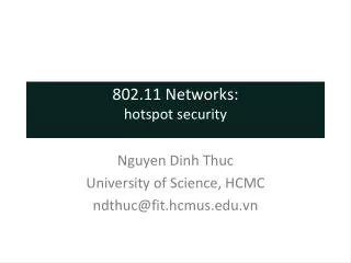 802.11 Networks: hotspot security