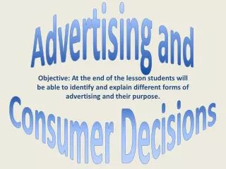 Advertising and Consumer Decisions