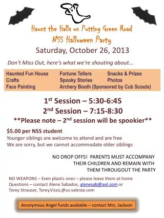 Haunt the Halls on Putting Green Road NSS Halloween Party