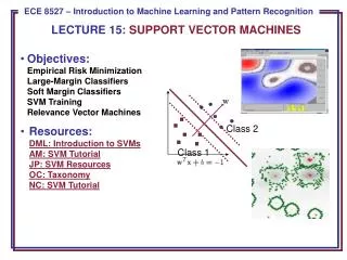 LECTURE 15: SUPPORT VECTOR MACHINES