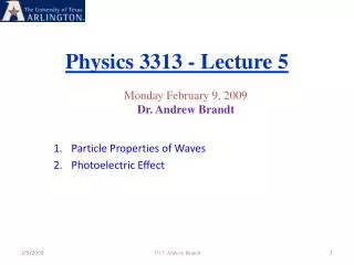 Physics 3313 - Lecture 5