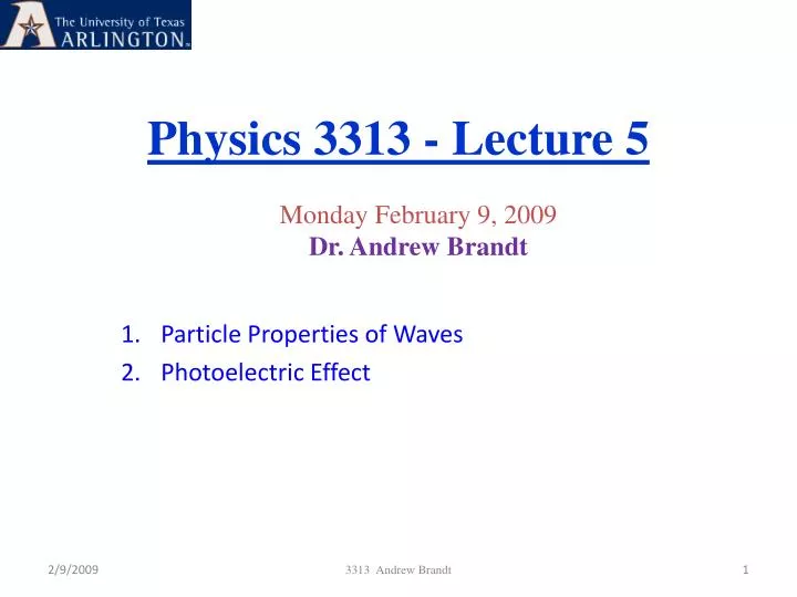 physics 3313 lecture 5