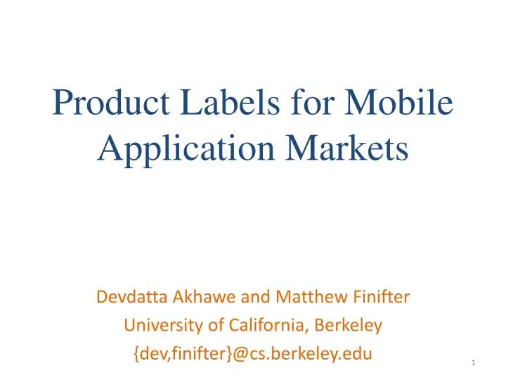 product labels for mobile application markets