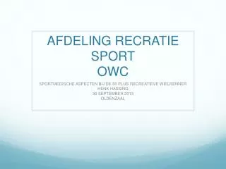 afdeling recratie sport owc