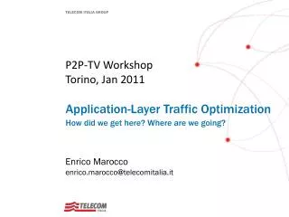 P2P-TV Workshop Torino, Jan 2011