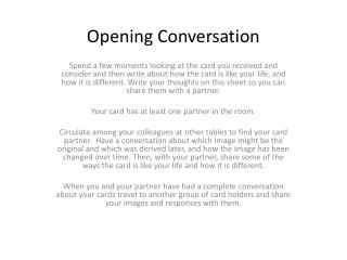 Opening Conversation