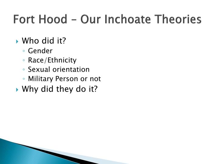 fort hood our inchoate theories