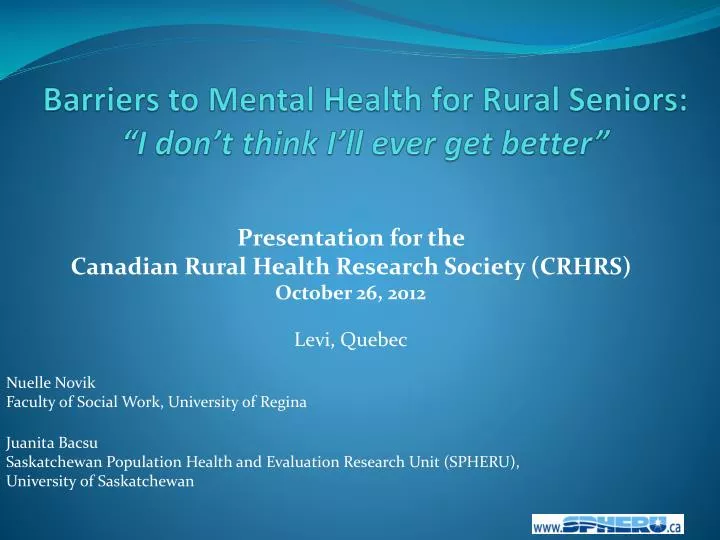 barriers to mental health for rural seniors i don t think i ll ever get better