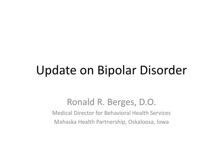 update on bipolar disorder