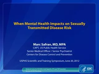 When Mental Health Impacts on Sexually Transmitted Disease Risk