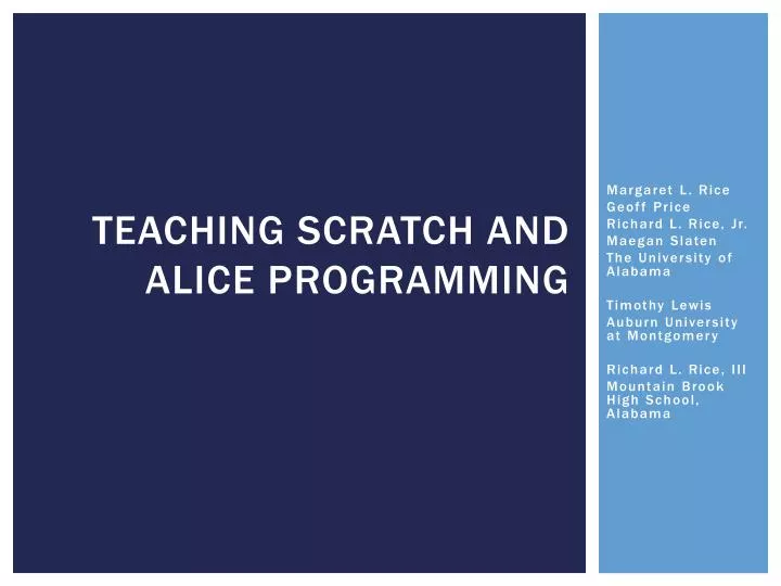 teaching scratch and alice programming