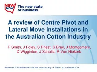 A review of Centre Pivot and Lateral Move installations in the Australian Cotton Industry