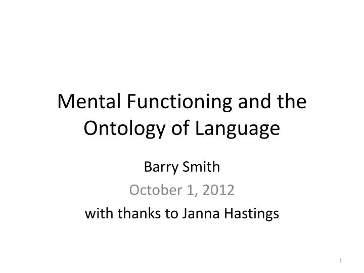 mental functioning and the ontology of language