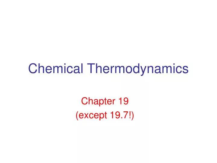 chemical thermodynamics